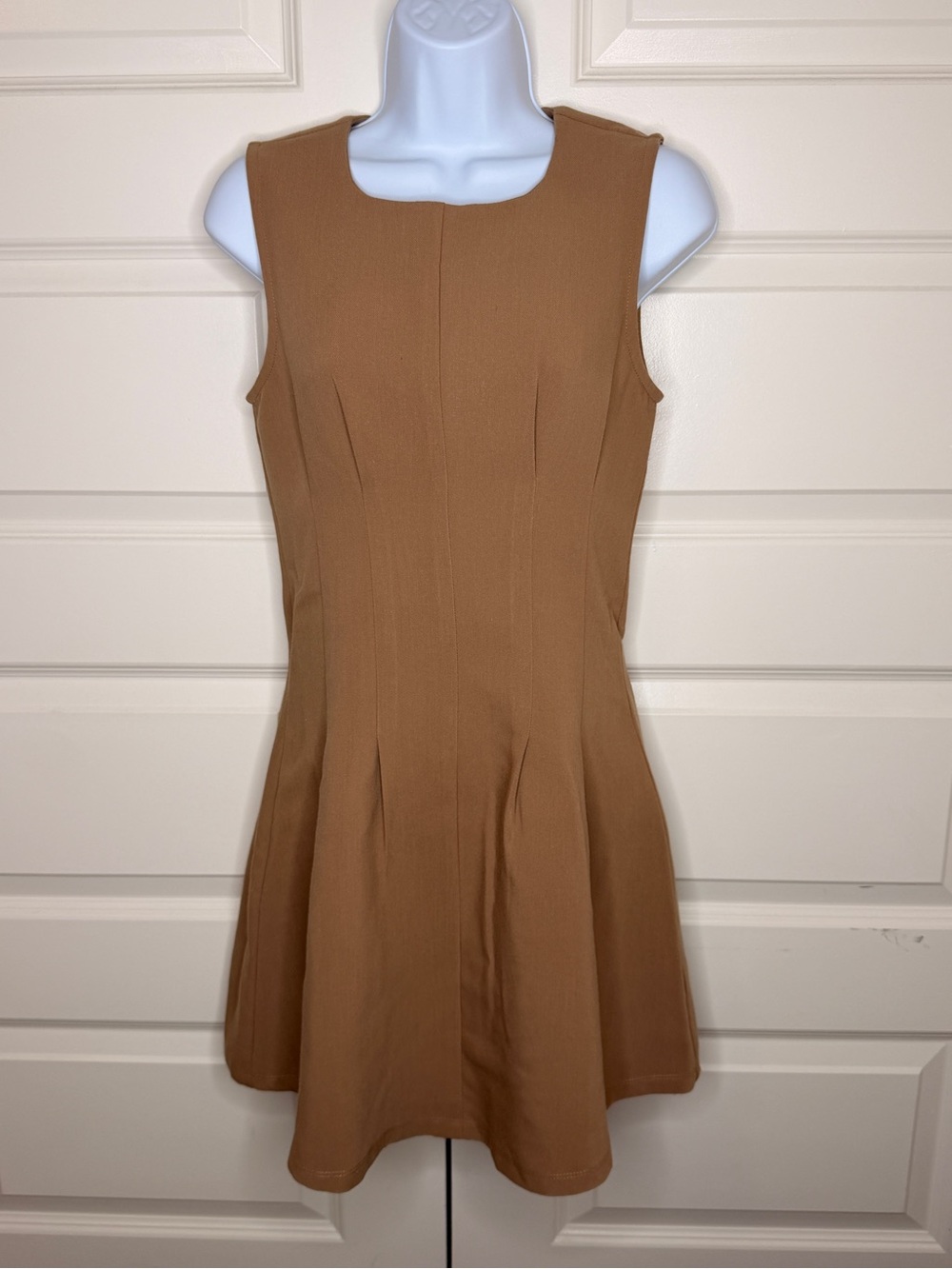 Maude Tan Sleeveless Fit & Flare Mini Dress